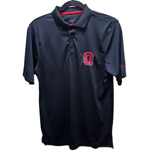 Scarlet & Gray Ohio State Buckeyes Mens S Black Embroidered Block O Polo NCAA